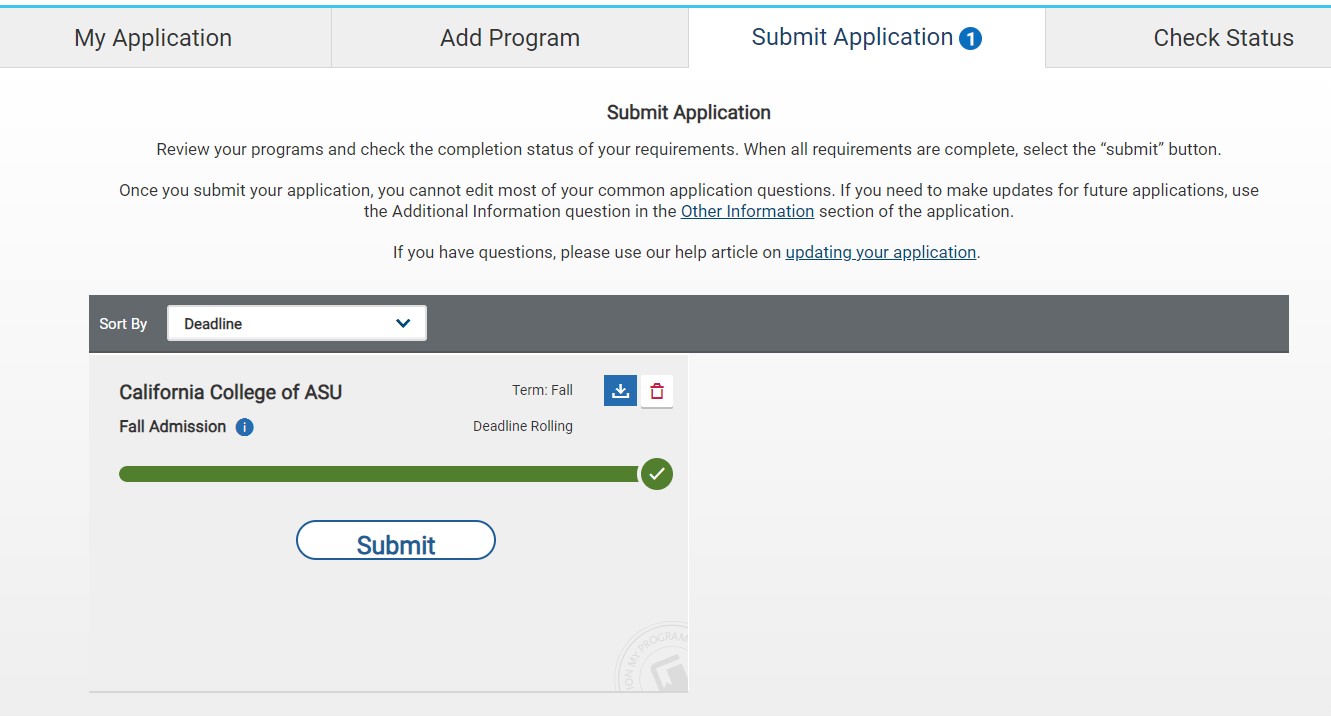 Review and submit your information on the common app